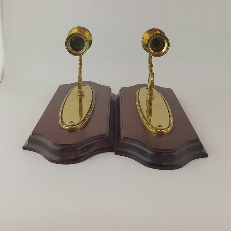 Pair of Wall Mount Solid Brass & Wood Candle Holder By Zabie - 7767 N/A