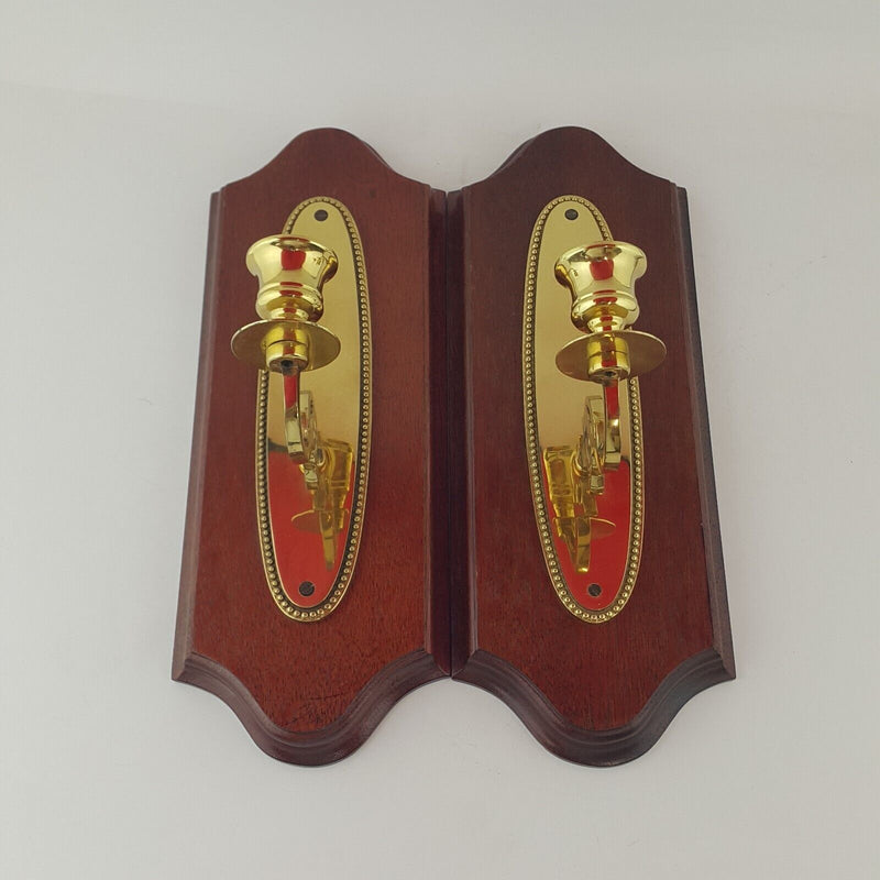 Pair of Wall Mount Solid Brass & Wood Candle Holder By Zabie - 7767 N/A