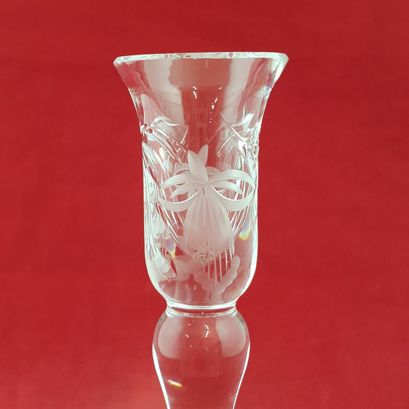 Vintage Clear Glass Etched Candle Holder (Chipped) - 7840 OA