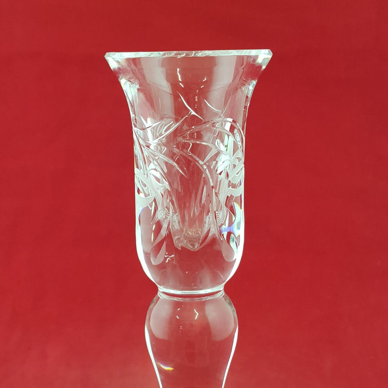 Vintage Clear Glass Etched Candle Holder (Chipped) - 7840 OA