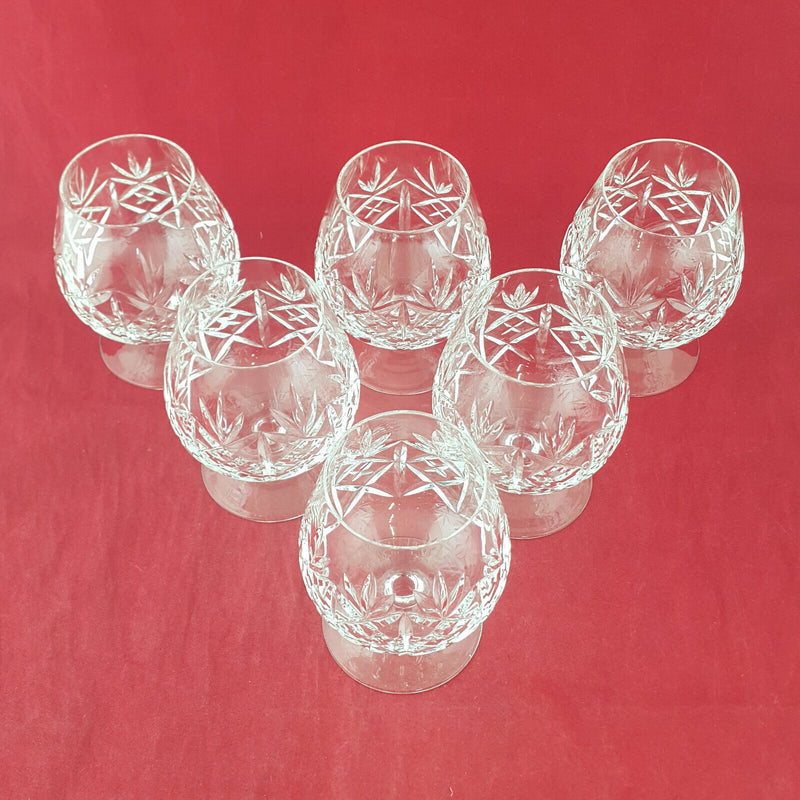 Set Of 6 Vintage Crystal Glass Brandy Balloon Glass - OA 2582