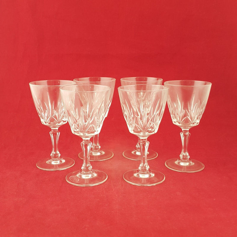 Vintage 6x Wine Drinking Glasses - 7891 OA