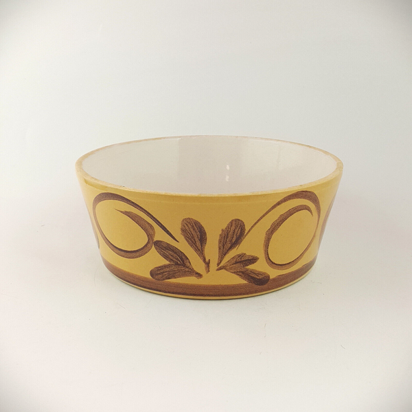 Vintage Mustard & Brown Hand Painted Large Ceramic Bowl - TF 192