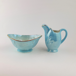 Maling - Pair Of Blue Creamer & Sugar Bowl - TF 191