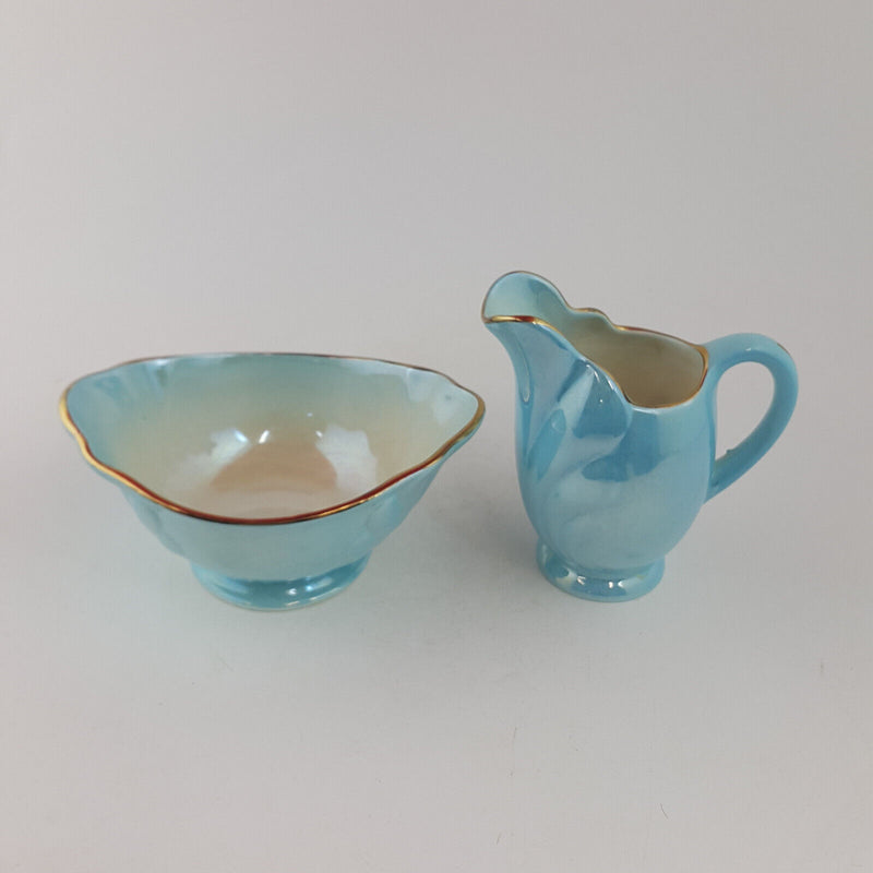 Maling - Pair Of Blue Creamer & Sugar Bowl - TF 191