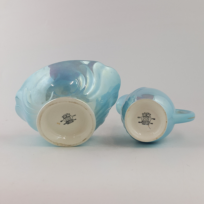 Maling - Pair Of Blue Creamer & Sugar Bowl - TF 191