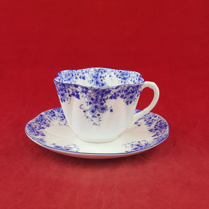 Vintage Shelley English Bone China 1950's Dainty Blue Teacup & Saucer - 7995 OA