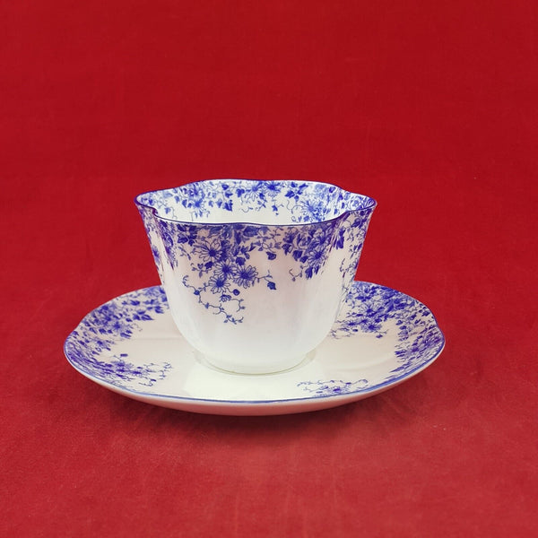Vintage Shelley English Bone China 1950's Dainty Blue Teacup & Saucer - 7995 OA