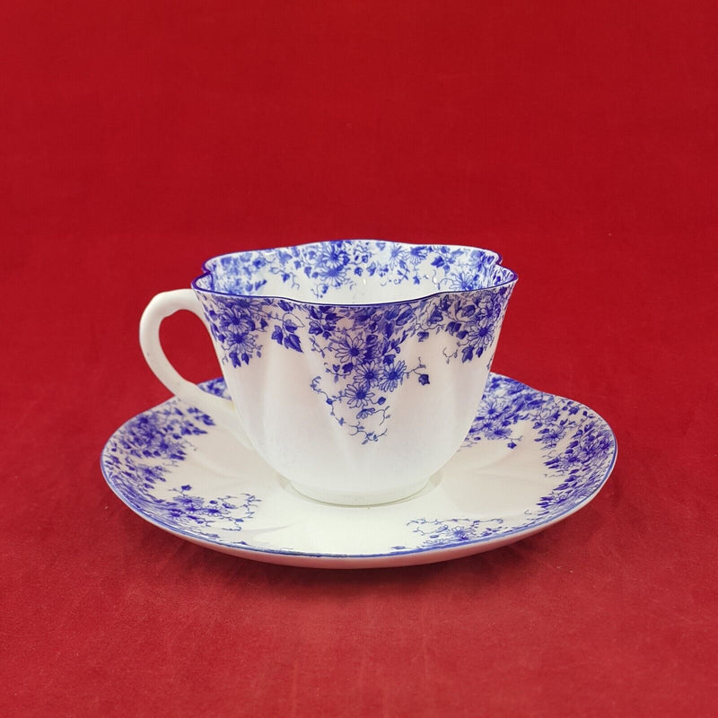 Vintage Shelley English Bone China 1950's Dainty Blue Teacup & Saucer - 7995 OA