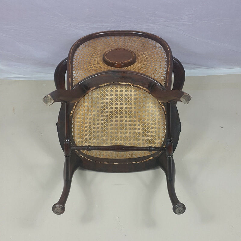 Edwardian Beech Framed Bergere Armchair