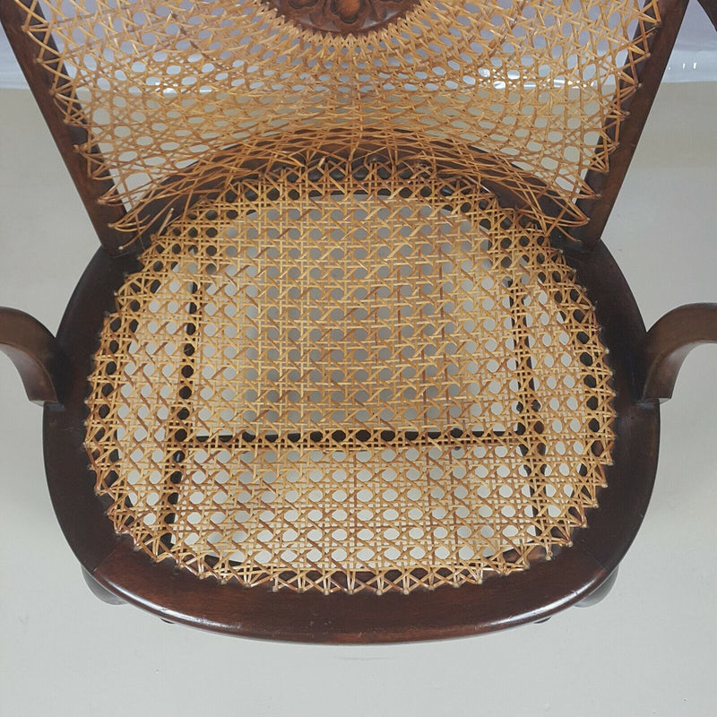Edwardian Beech Framed Bergere Armchair