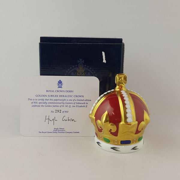 Royal Crown Derby Heraldic Crown Gold Stopper With CoA Boxed - 8058 RCD