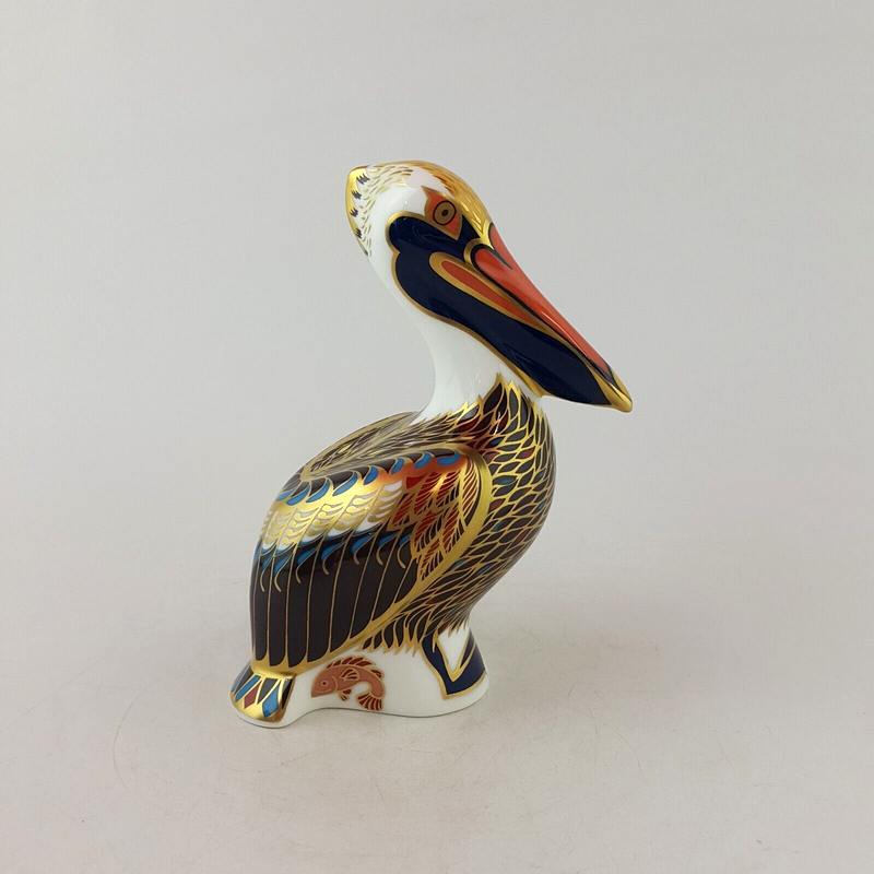 Royal Crown Derby Paperweight Brown Pelican Silver Stopper - 8059 RCD