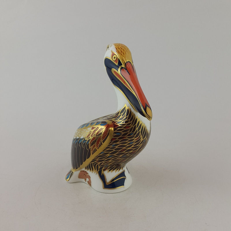 Royal Crown Derby Paperweight Brown Pelican Silver Stopper - 8059 RCD