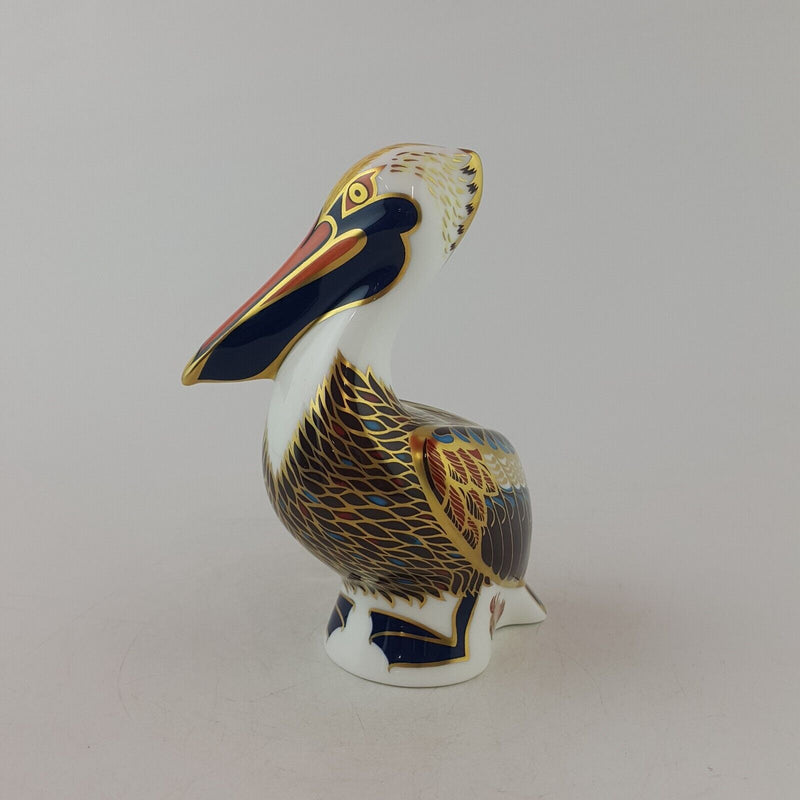 Royal Crown Derby Paperweight Brown Pelican Silver Stopper - 8059 RCD