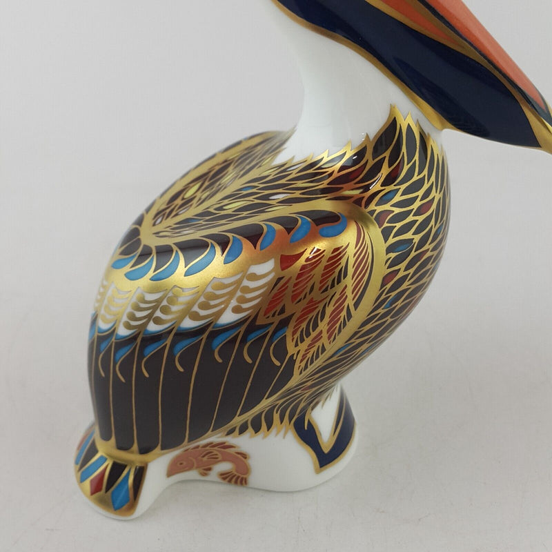 Royal Crown Derby Paperweight Brown Pelican Silver Stopper - 8059 RCD