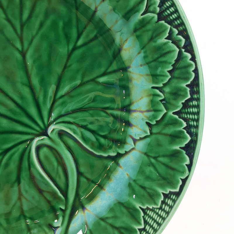 Wedgwood 19th C. Green Glazed Majolica Cabbage Leaf Plate - WD 2768