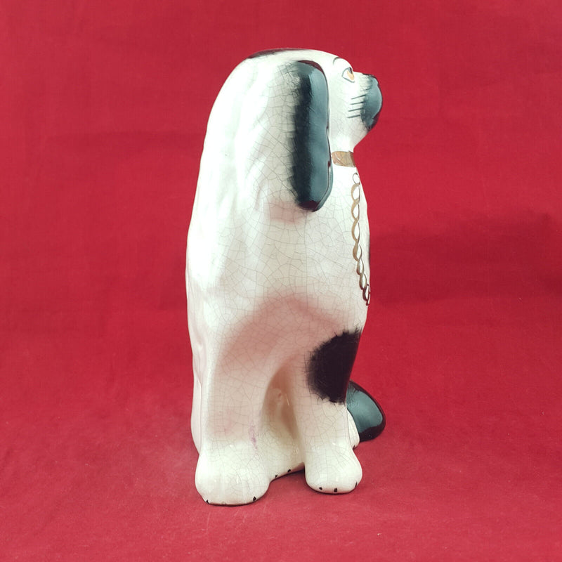 Antique Staffordshire Black & White Spaniel Dog - STF 2760