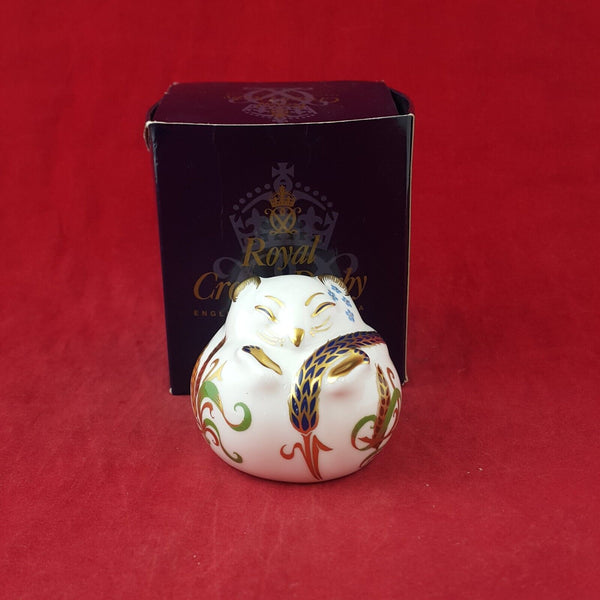 Royal Crown Derby Paperweight Sleeping Dormouse with Gold Stopper Boxed - 8056 R
