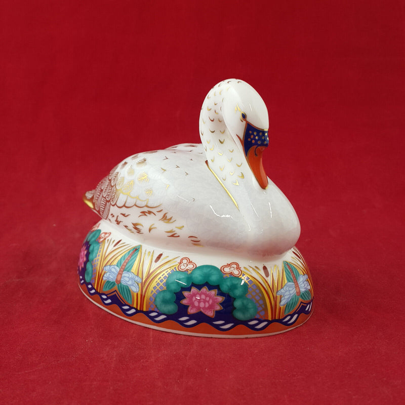 Royal Crown Derby Paperweight - Swan Gold Stopper (Boxed) - RCD 2802