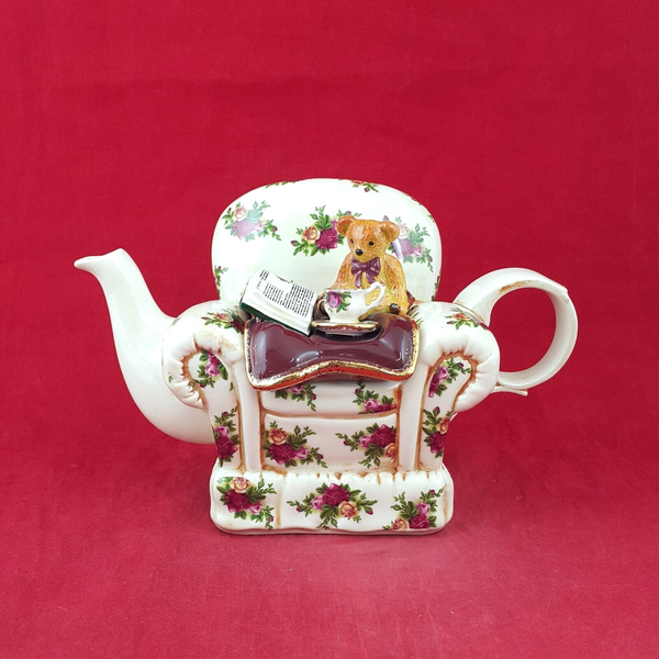 Royal Albert Old Country Roses Teddy Bear In a Chair Teapot - 8075 OA