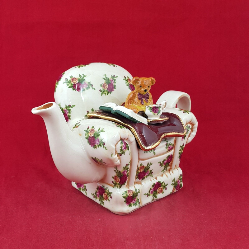 Royal Albert Old Country Roses Teddy Bear In a Chair Teapot - 8075 OA