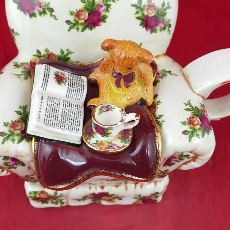 Royal Albert Old Country Roses Teddy Bear In a Chair Teapot - 8075 OA