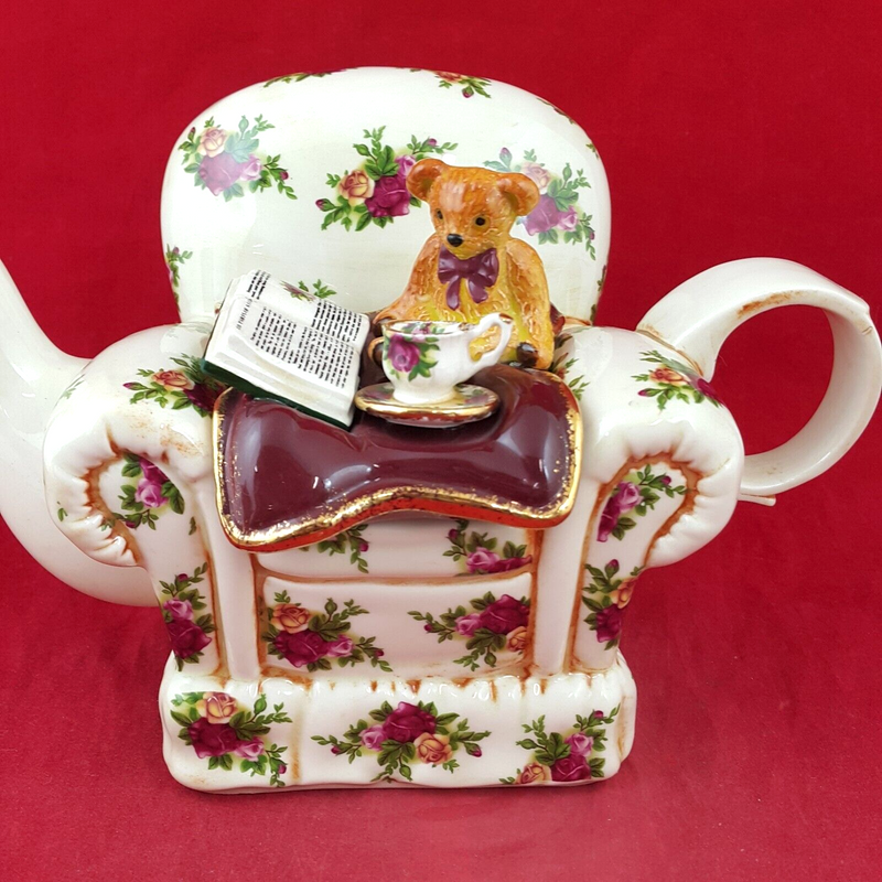 Royal Albert Old Country Roses Teddy Bear In a Chair Teapot - 8075 OA