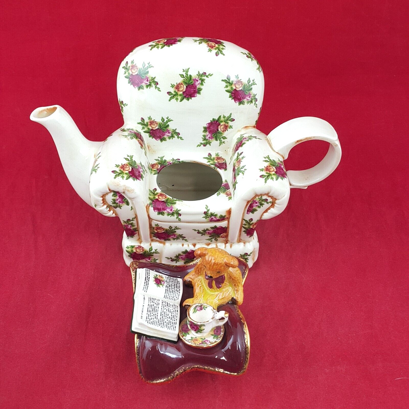 Royal Albert Old Country Roses Teddy Bear In a Chair Teapot - 8075 OA