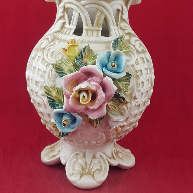 Vintage Capodimonte Glazed Large Vase (Chipped) - 7967 OA