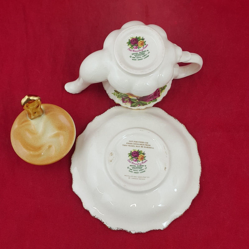 Royal Albert Old Country Roses Novelty Teapot With Saucer (Rare)- 8072 OA