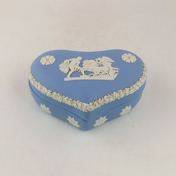 Wedgwood - Blue Jasperware Heart Shaped Trinket Box - WD 2846