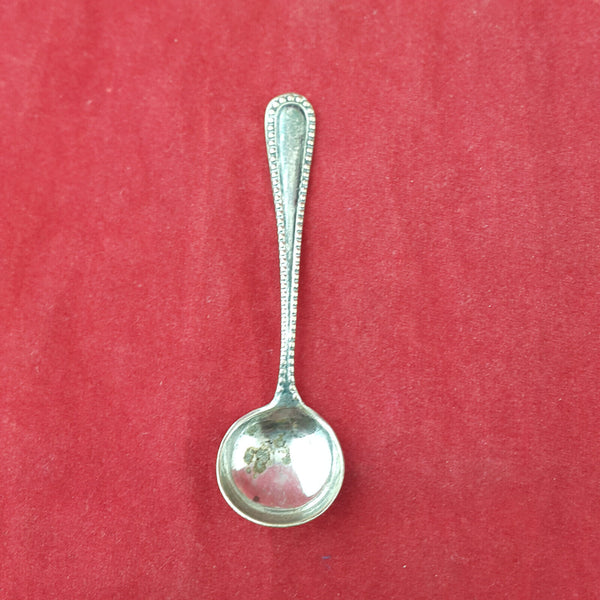 Antique Bead Edged Silver Sterling Condiment Spoon - OV 2798