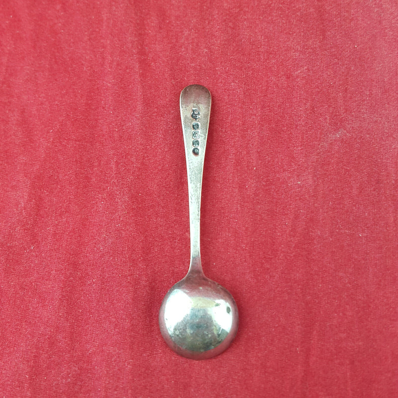 Antique Bead Edged Silver Sterling Condiment Spoon - OV 2798