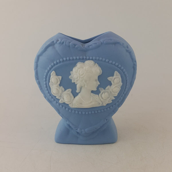 Wedgwood Blue Jasperware Small Heart Shaped Vase - 8092 WD