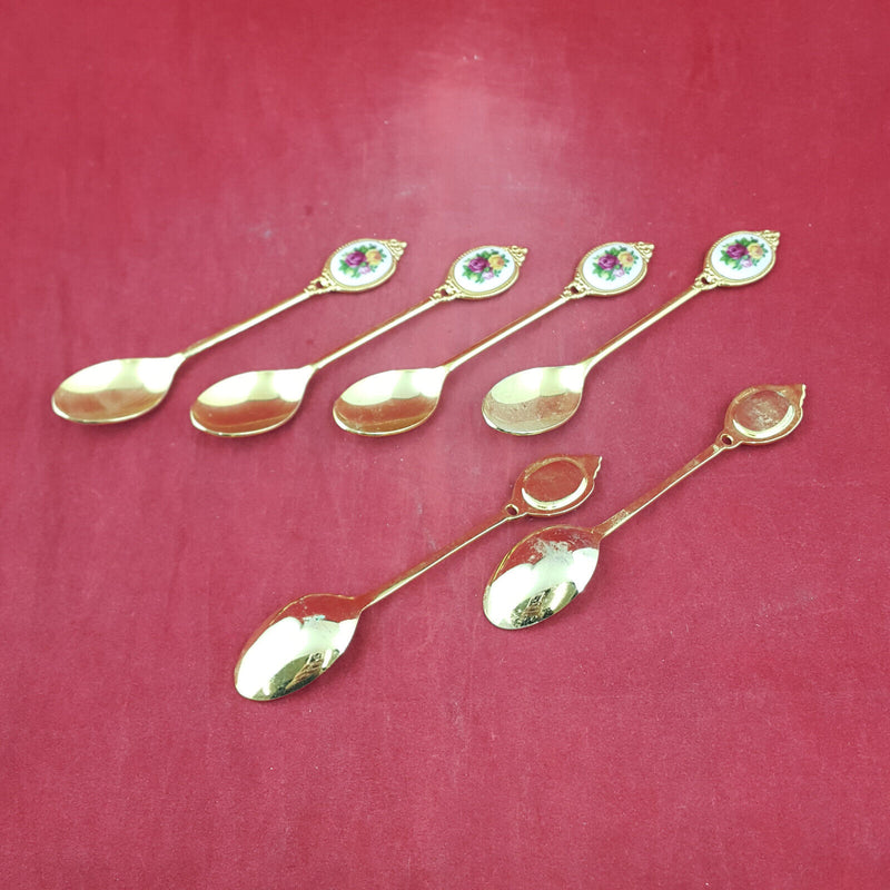 Royal Albert - Old Country Roses - Set Of 6 Gold Plated Tea Spoons - OP 2834