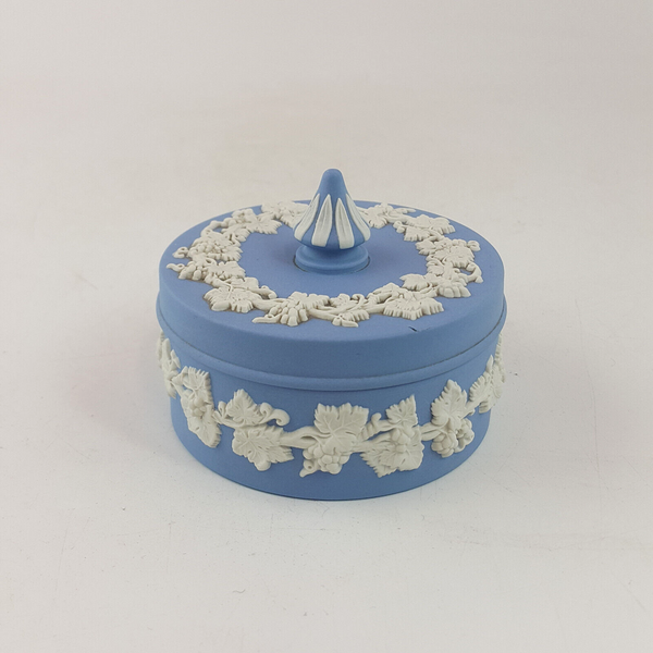 Wedgwood - Blue Jasperware Round Small Trinket Box - WD 2845