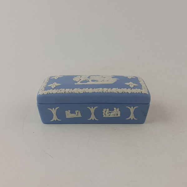 Wedgwood - Blue Jasperware Square Shaped Trinket Box - 8091 WD