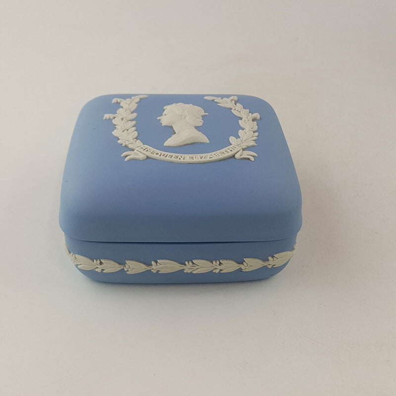 Wedgwood - Blue Jasperware Square Shaped Trinket Box (Chipped) - 8093 WD