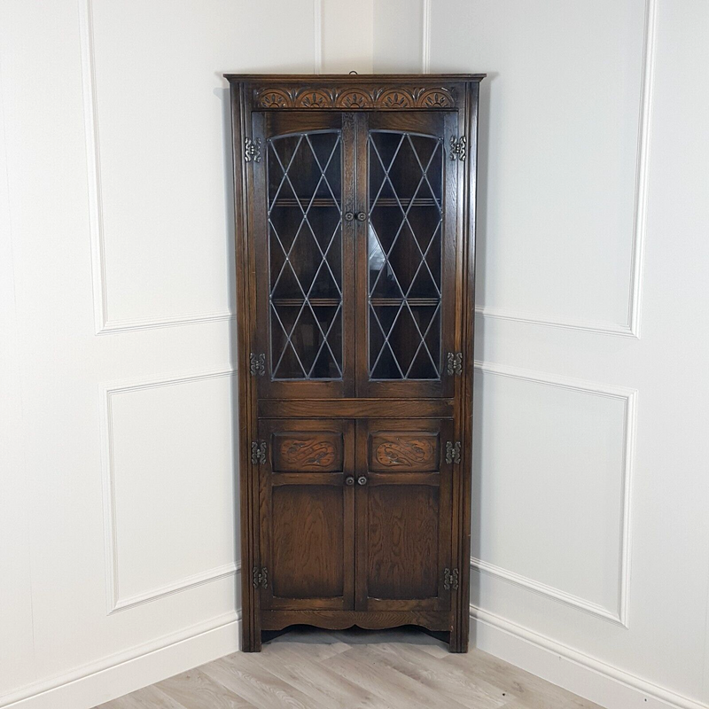 Tall Triangular Corner Display Cabinet - F290