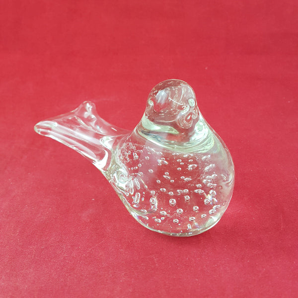 Crystal Bubble Art Glass Bird Figurine / Paperweight - OV 2941