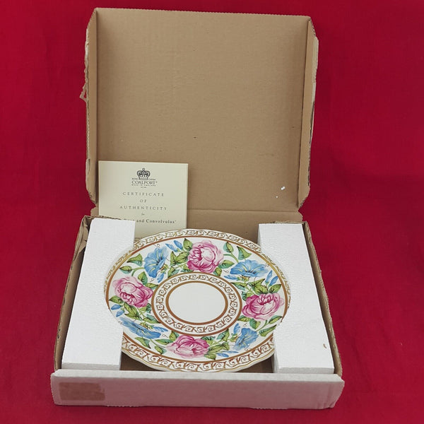 Coalport Decorative Plate Pink Rose And Convolvulus with Box & CoA - 8235 CP