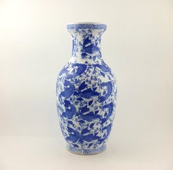 Vintage Porcelain Blue & White Large Vase - OP 2987