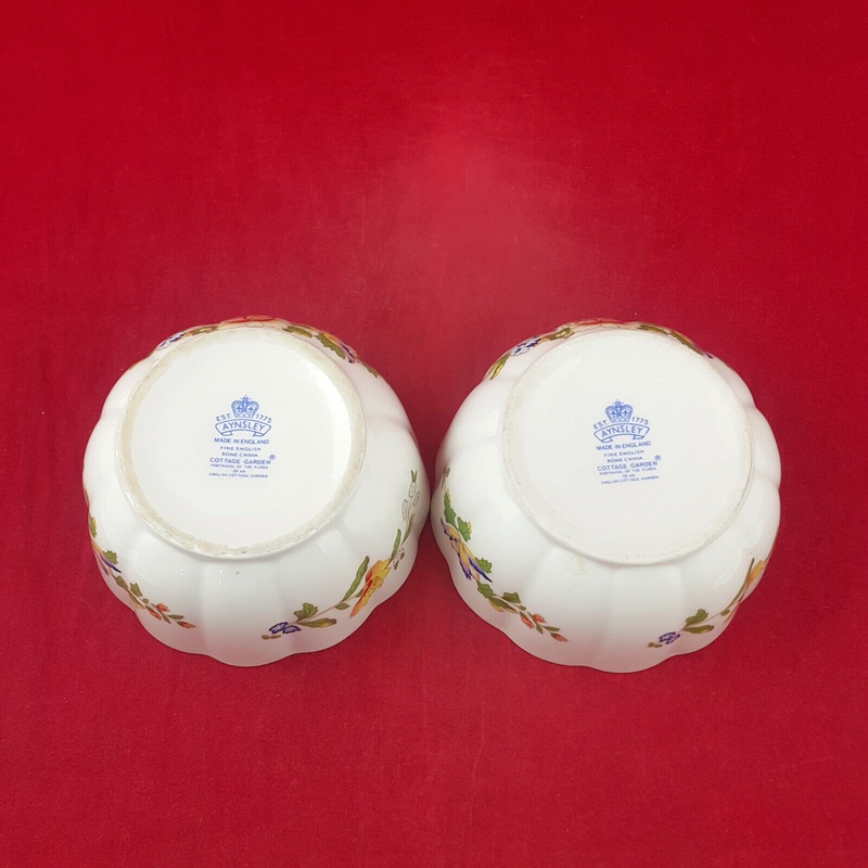 Aynsley Cottage Garden Pair of Sugar Bowl Pot Trinket Box - 8304 OA