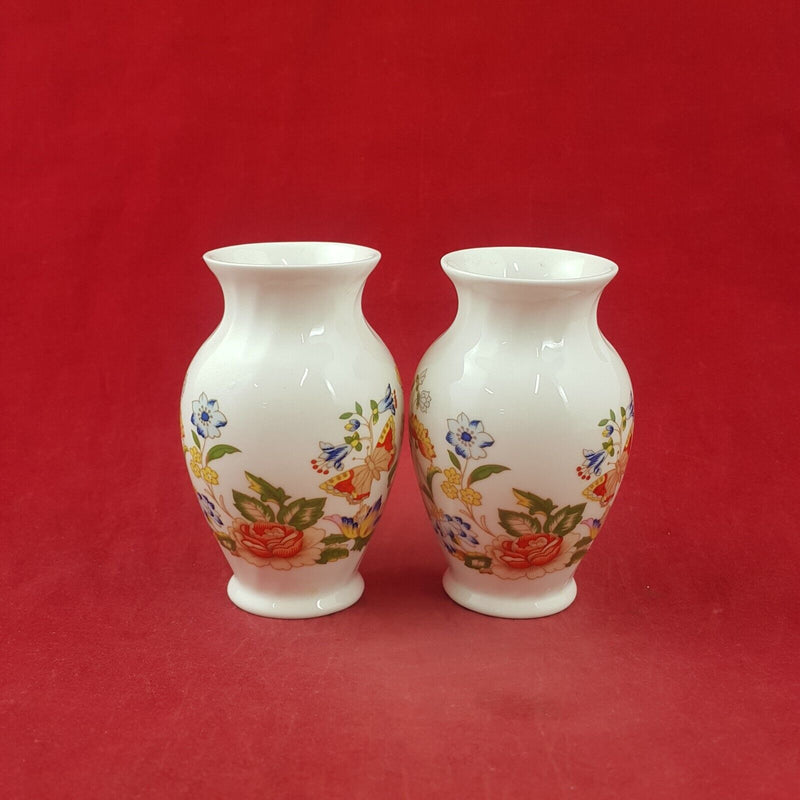 Aynsley Cottage Garden Flowers & Butterflies Pair of Small Vases - 8305 OA