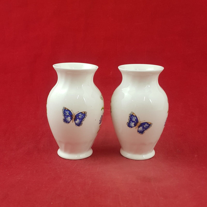 Aynsley Cottage Garden Flowers & Butterflies Pair of Small Vases - 8305 OA