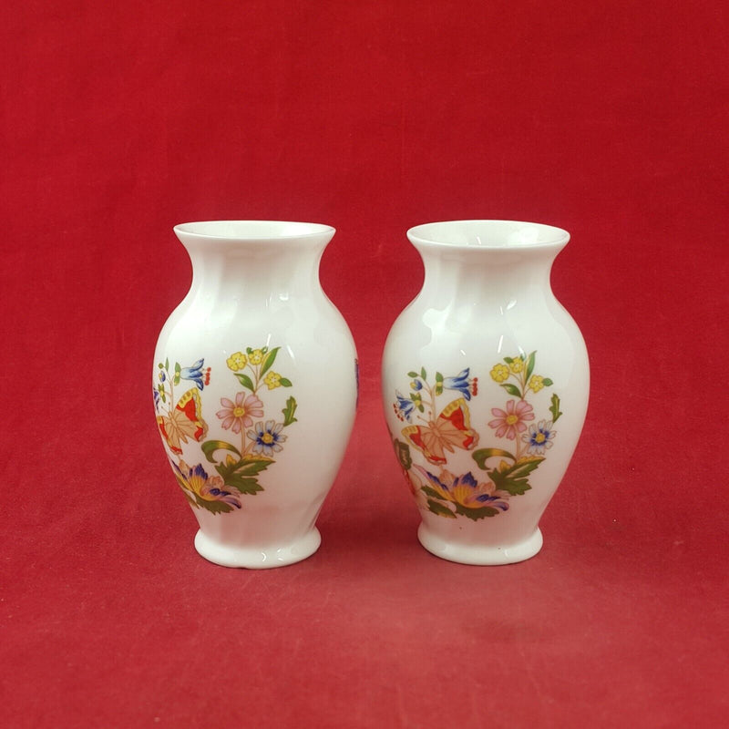 Aynsley Cottage Garden Flowers & Butterflies Pair of Small Vases - 8305 OA