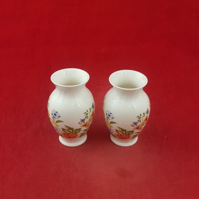 Aynsley Cottage Garden Flowers & Butterflies Pair of Small Vases - 8305 OA