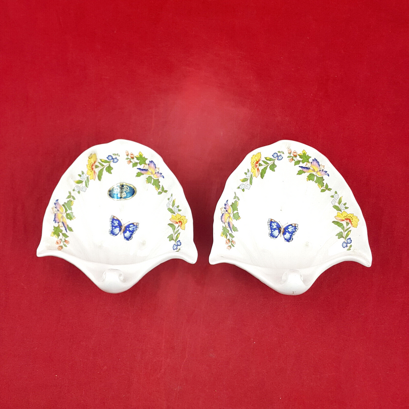 Aynsley Cottage Garden - Pair Of Shell-shaped Trinket Plates - OP 3051