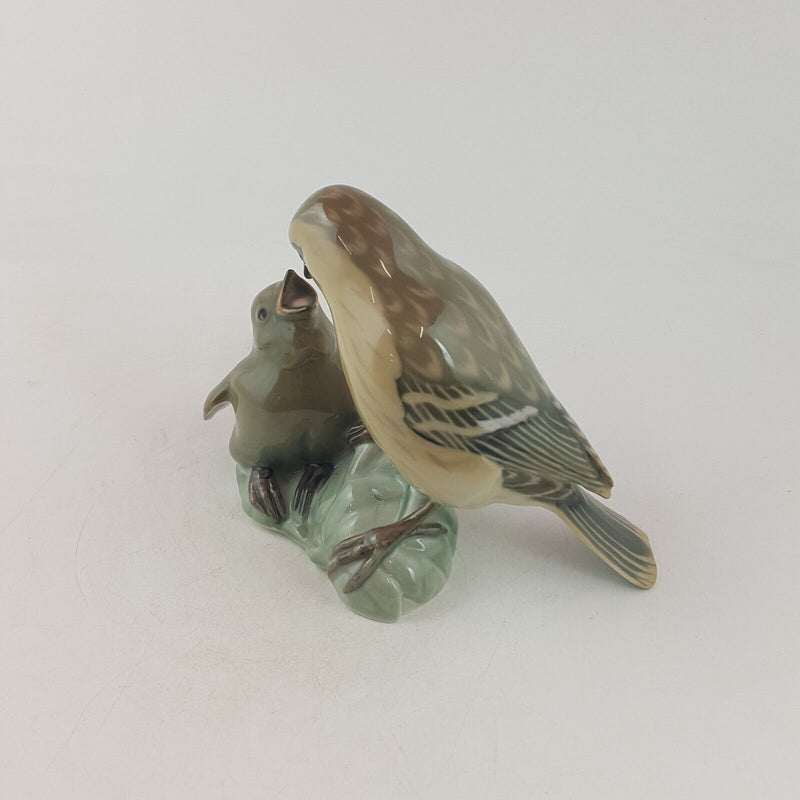 Royal Copenhagen B&G Bird Figurine 1869 - Sparrow Feeding its Young - 7560 RCH